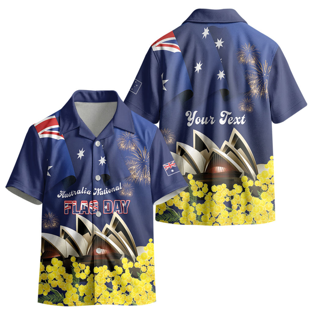 Personalised Australia National Flag Day Kid Hawaiian Shirt Golden Wattle Sydney Opera House Flag Color