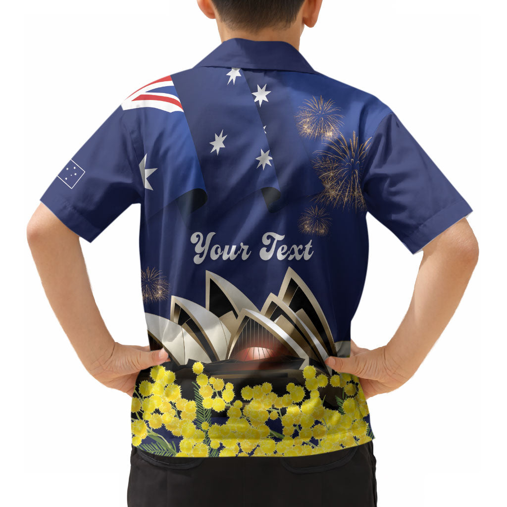 Personalised Australia National Flag Day Kid Hawaiian Shirt Golden Wattle Sydney Opera House Flag Color