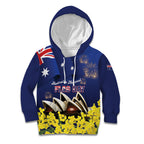 Personalised Australia National Flag Day Kid Hoodie Golden Wattle Sydney Opera House Flag Color