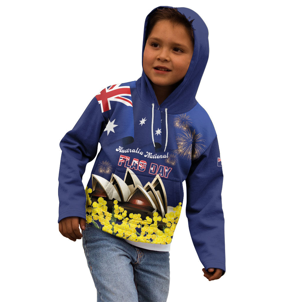 Personalised Australia National Flag Day Kid Hoodie Golden Wattle Sydney Opera House Flag Color