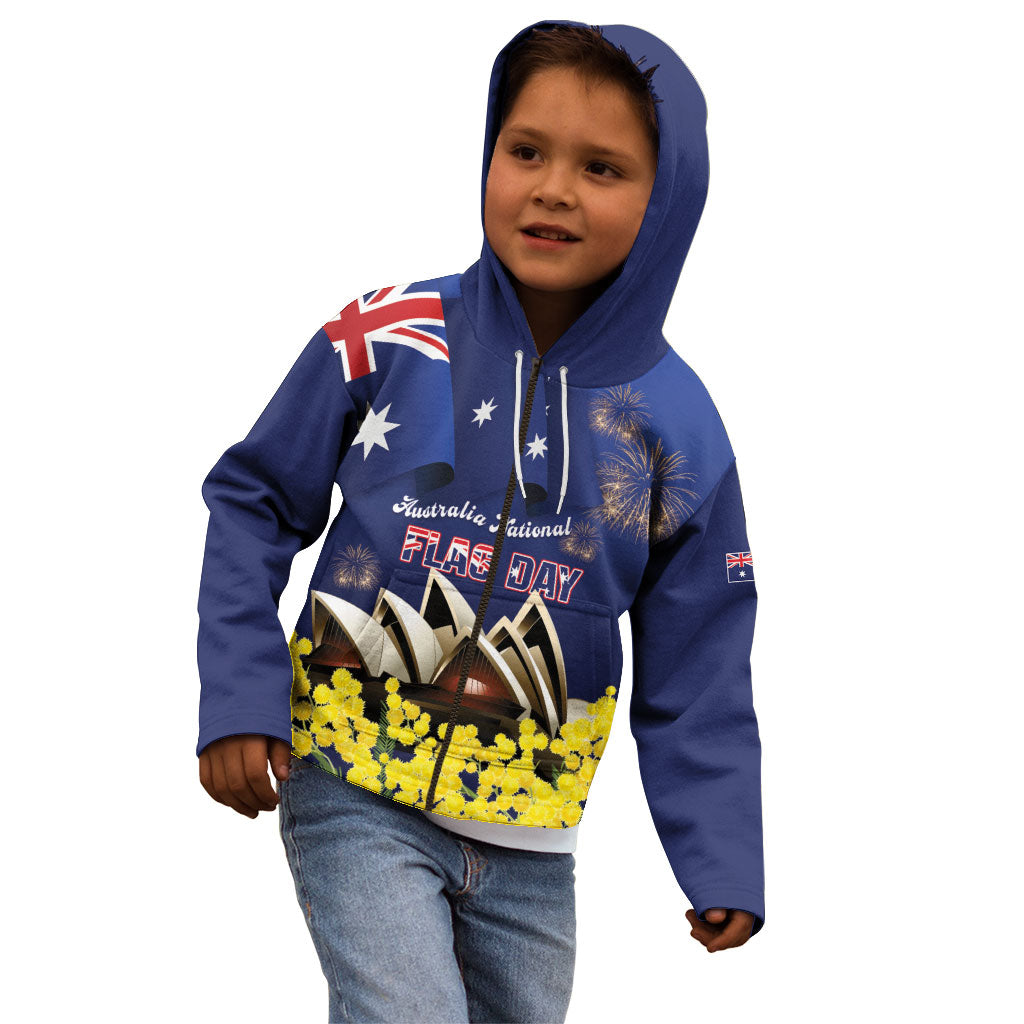 Personalised Australia National Flag Day Kid Hoodie Golden Wattle Sydney Opera House Flag Color