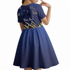 Personalised Australia National Flag Day Kid Short Sleeve Dress Golden Wattle Sydney Opera House Flag Color