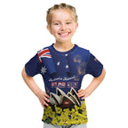 Personalised Australia National Flag Day Kid T Shirt Golden Wattle Sydney Opera House Flag Color