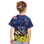 Personalised Australia National Flag Day Kid T Shirt Golden Wattle Sydney Opera House Flag Color