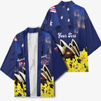 Personalised Australia National Flag Day Kimono Golden Wattle Sydney Opera House Flag Color