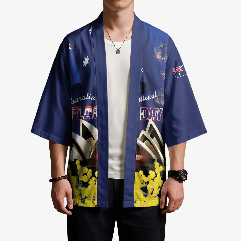 Personalised Australia National Flag Day Kimono Golden Wattle Sydney Opera House Flag Color