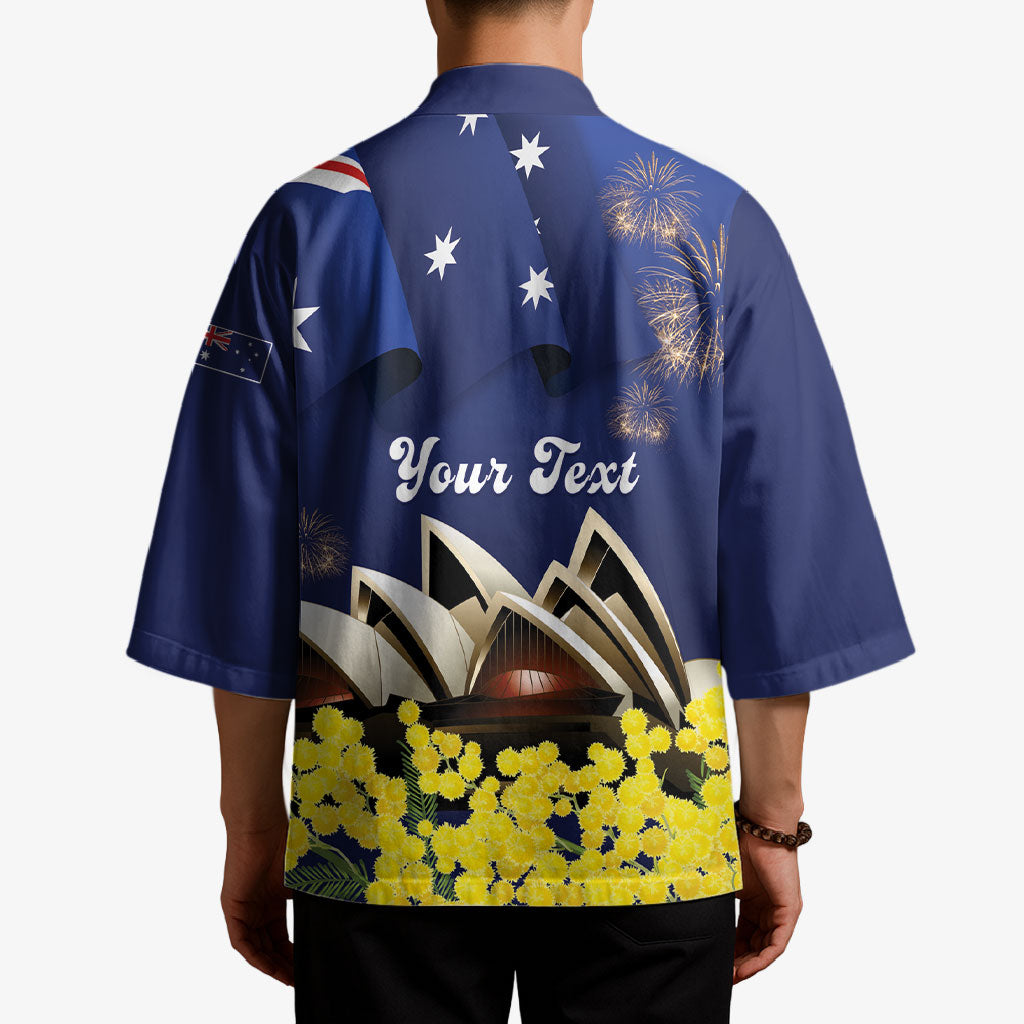 Personalised Australia National Flag Day Kimono Golden Wattle Sydney Opera House Flag Color