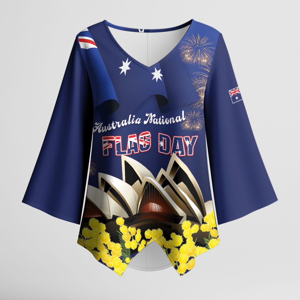 Personalised Australia National Flag Day Kimono Sleeve Blouse Golden Wattle Sydney Opera House Flag Color