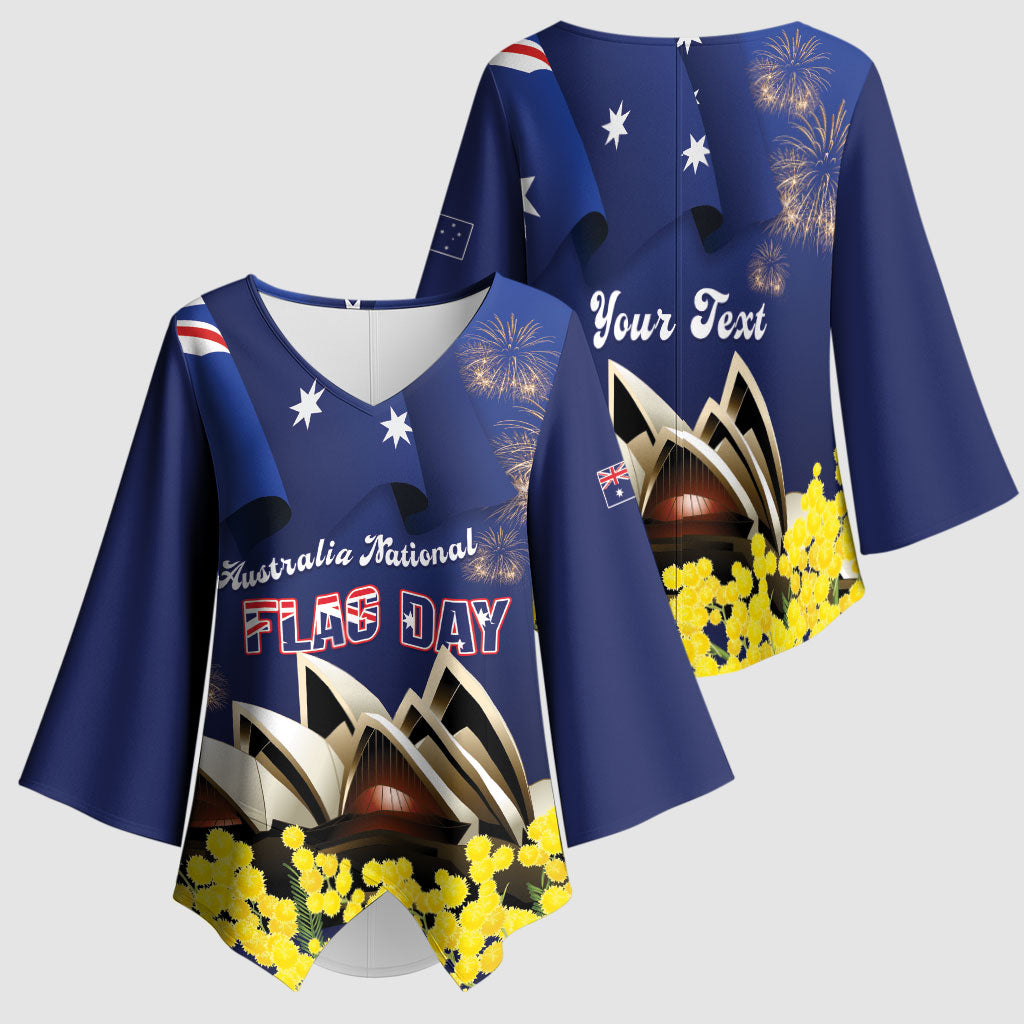 Personalised Australia National Flag Day Kimono Sleeve Blouse Golden Wattle Sydney Opera House Flag Color