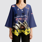 Personalised Australia National Flag Day Kimono Sleeve Blouse Golden Wattle Sydney Opera House Flag Color
