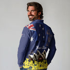 Personalised Australia National Flag Day Long Sleeve Polo Shirt Golden Wattle Sydney Opera House Flag Color