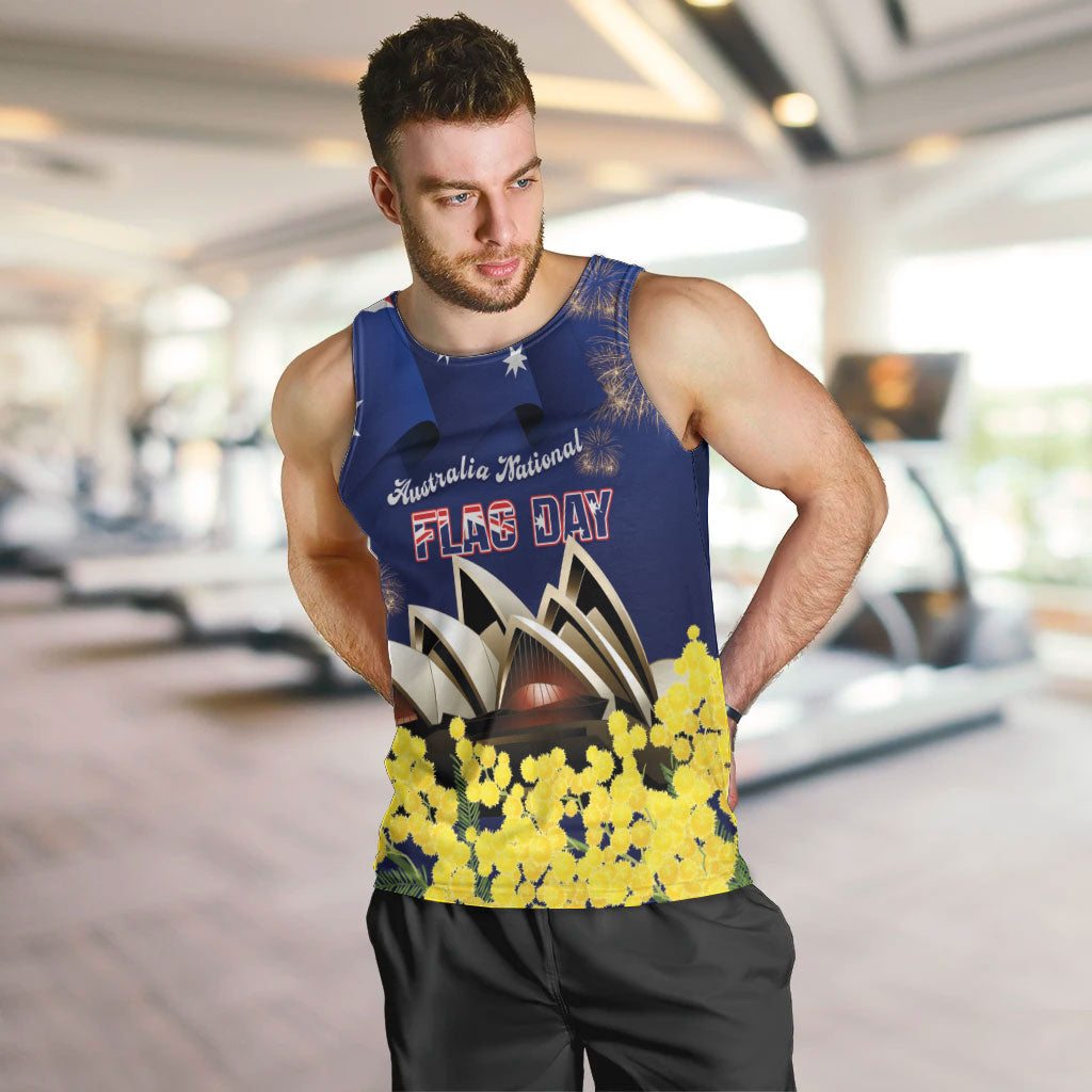 Personalised Australia National Flag Day Men Tank Top Golden Wattle Sydney Opera House Flag Color
