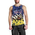 Personalised Australia National Flag Day Men Tank Top Golden Wattle Sydney Opera House Flag Color