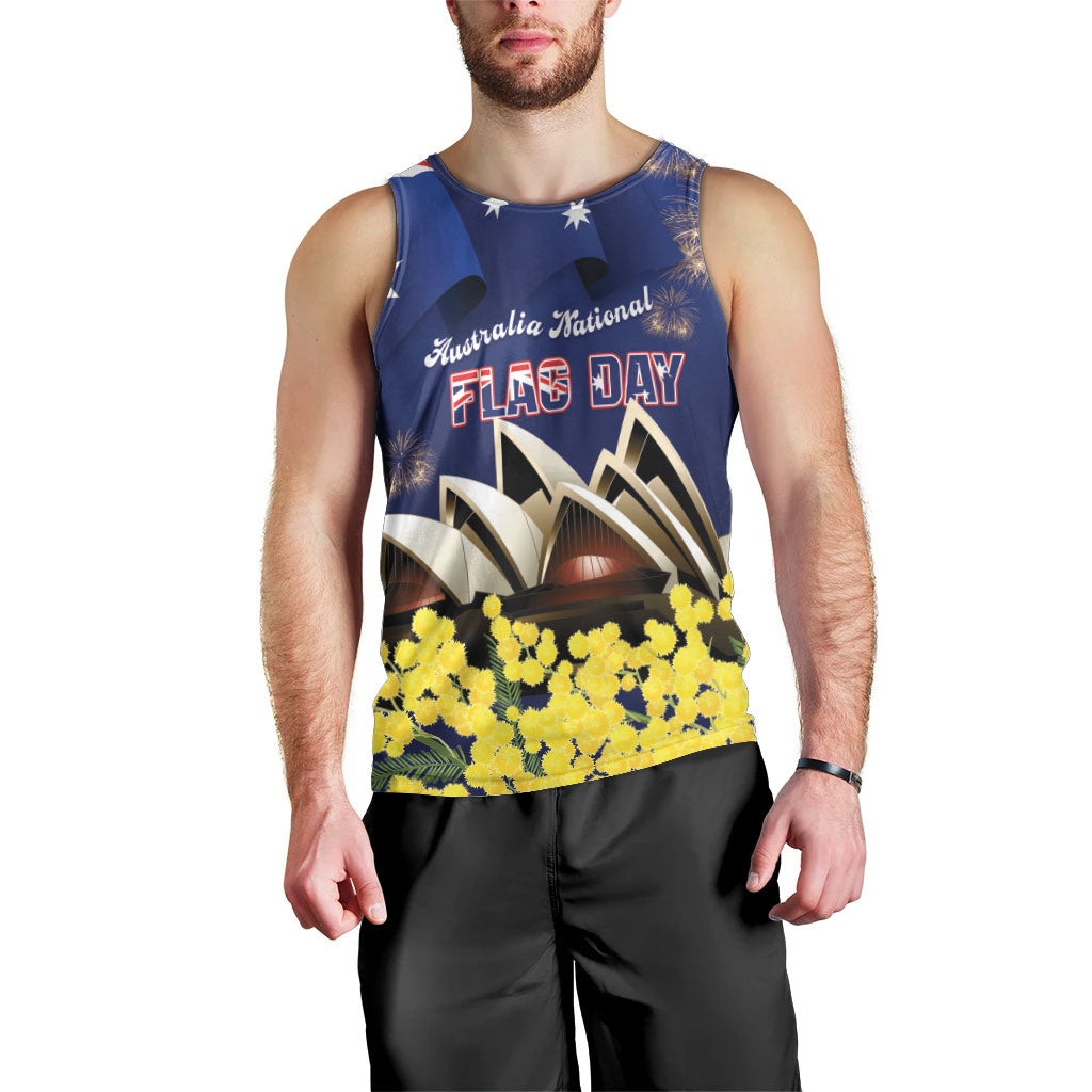 Personalised Australia National Flag Day Men Tank Top Golden Wattle Sydney Opera House Flag Color
