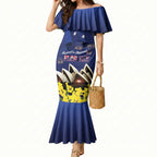 Personalised Australia National Flag Day Mermaid Dress Golden Wattle Sydney Opera House Flag Color
