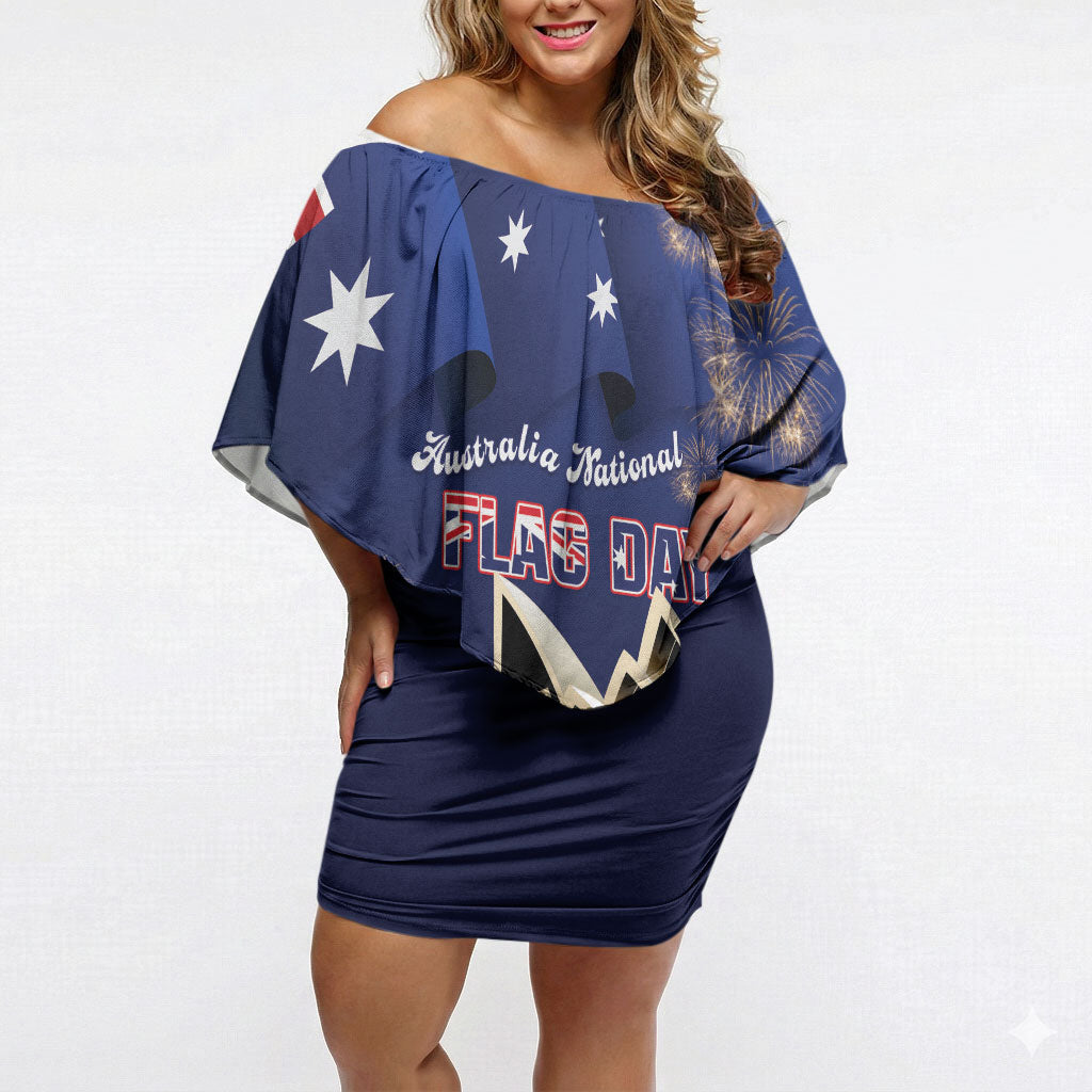 Personalised Australia National Flag Day Off Shoulder Short Dress Golden Wattle Sydney Opera House Flag Color