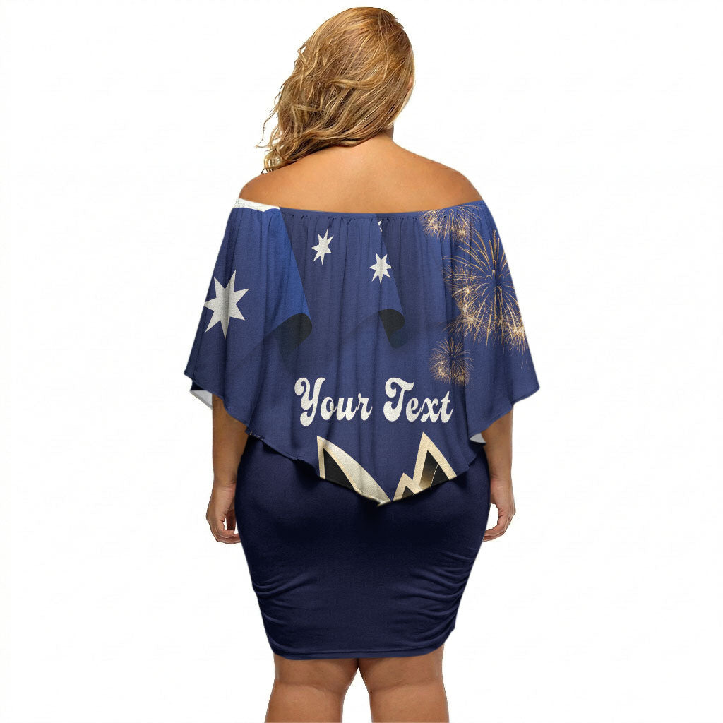 Personalised Australia National Flag Day Off Shoulder Short Dress Golden Wattle Sydney Opera House Flag Color