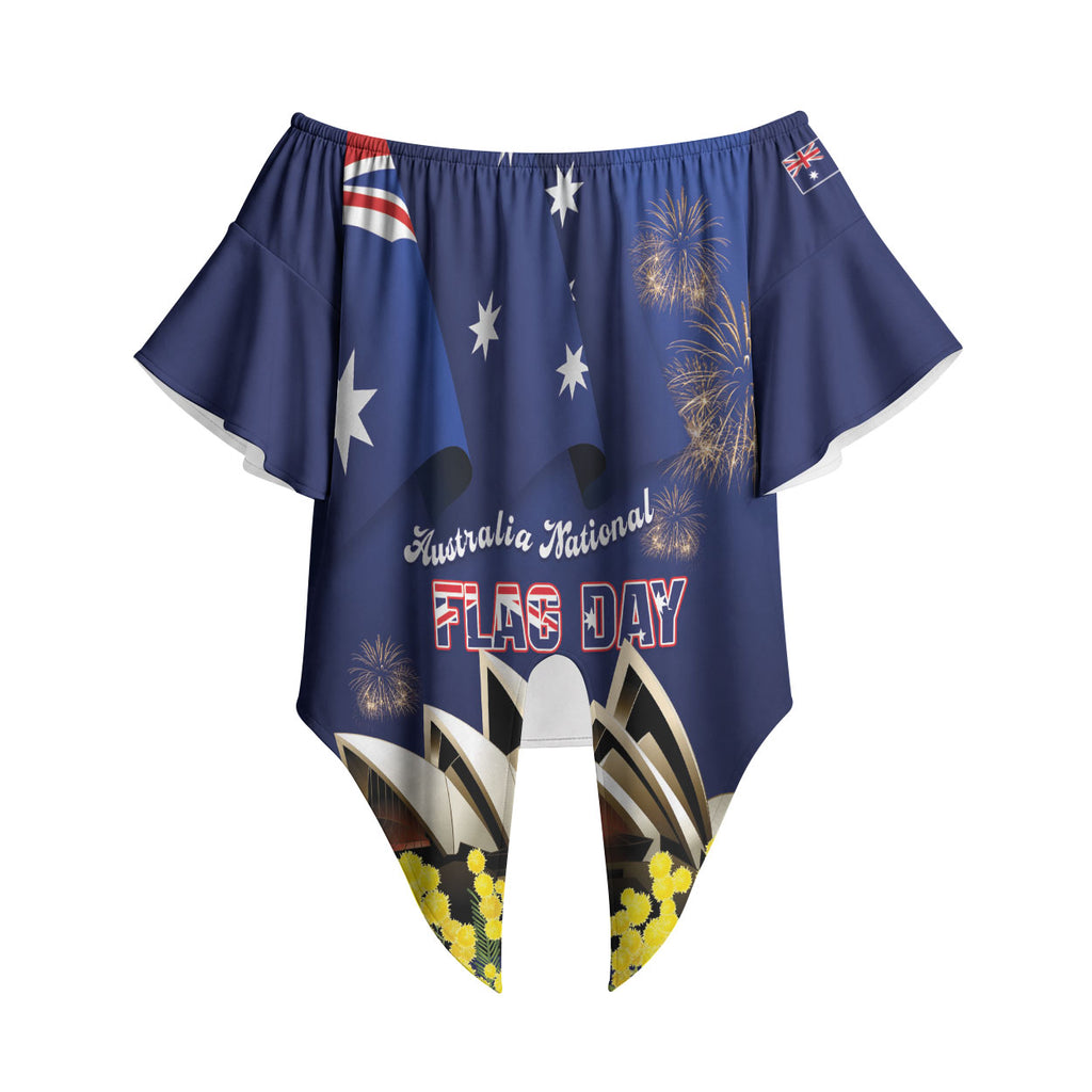 Personalised Australia National Flag Day Off Shoulder Wrap Waist Top Golden Wattle Sydney Opera House Flag Color