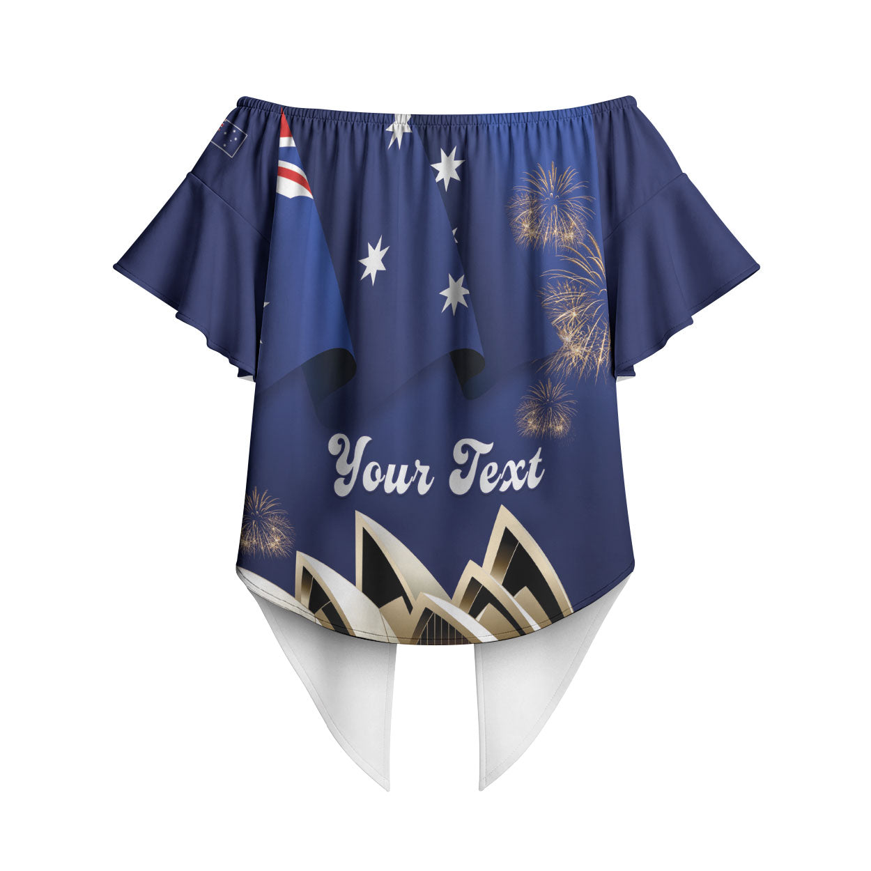 Personalised Australia National Flag Day Off Shoulder Wrap Waist Top Golden Wattle Sydney Opera House Flag Color