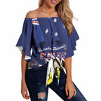 Personalised Australia National Flag Day Off Shoulder Wrap Waist Top Golden Wattle Sydney Opera House Flag Color