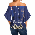 Personalised Australia National Flag Day Off Shoulder Wrap Waist Top Golden Wattle Sydney Opera House Flag Color
