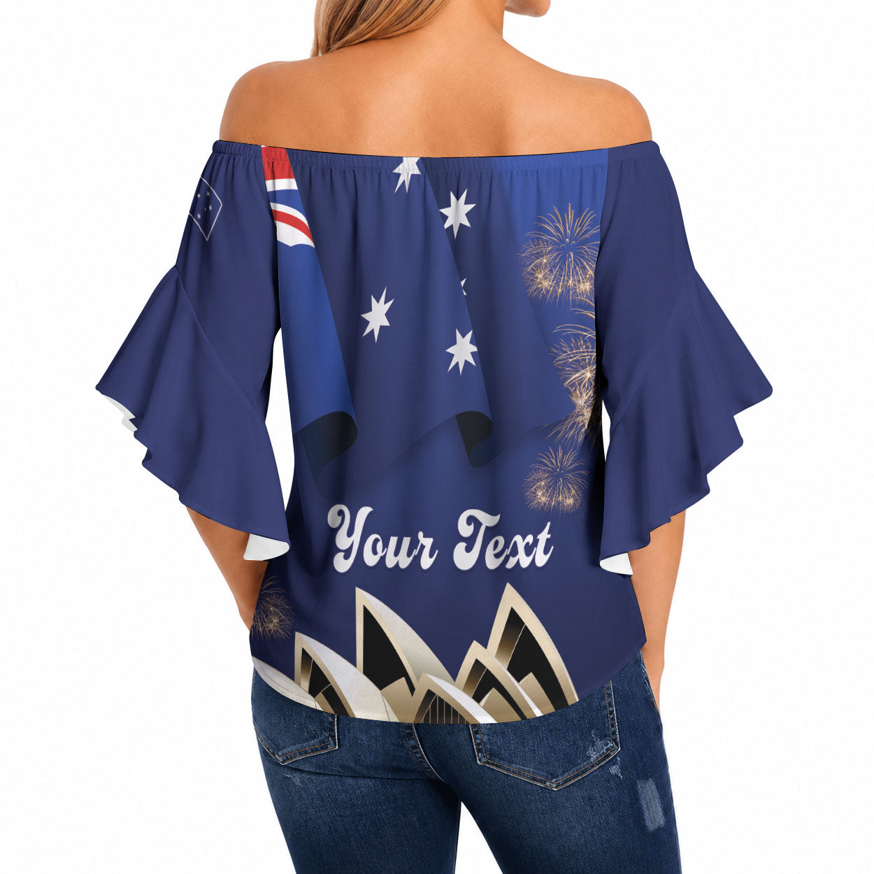 Personalised Australia National Flag Day Off Shoulder Wrap Waist Top Golden Wattle Sydney Opera House Flag Color