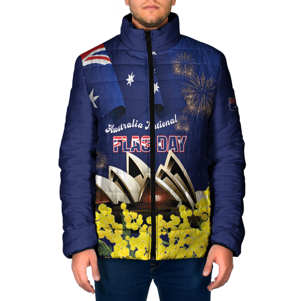 Personalised Australia National Flag Day Padded Jacket Golden Wattle Sydney Opera House Flag Color