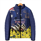 Personalised Australia National Flag Day Padded Jacket Golden Wattle Sydney Opera House Flag Color