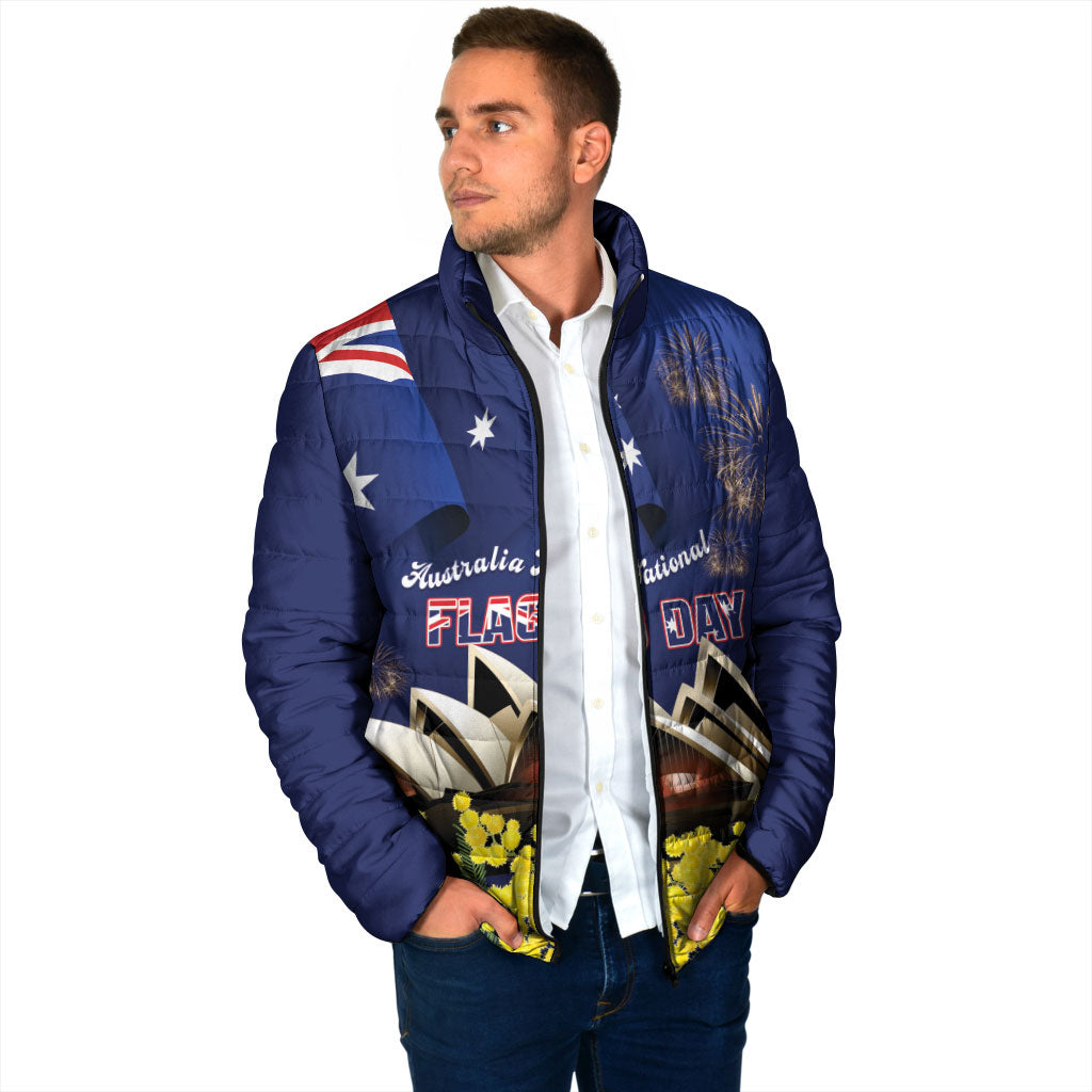Personalised Australia National Flag Day Padded Jacket Golden Wattle Sydney Opera House Flag Color
