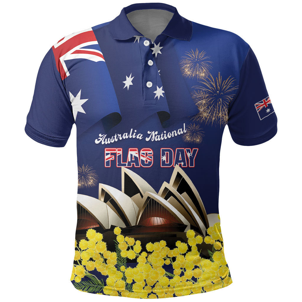 Personalised Australia National Flag Day Polo Shirt Golden Wattle Sydney Opera House Flag Color