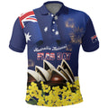 Personalised Australia National Flag Day Polo Shirt Golden Wattle Sydney Opera House Flag Color