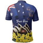 Personalised Australia National Flag Day Polo Shirt Golden Wattle Sydney Opera House Flag Color