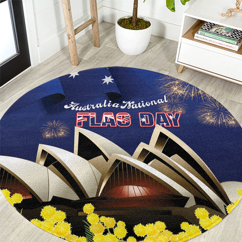 Australia National Flag Day Round Carpet Golden Wattle Sydney Opera House Flag Color