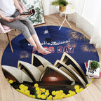 Australia National Flag Day Round Carpet Golden Wattle Sydney Opera House Flag Color