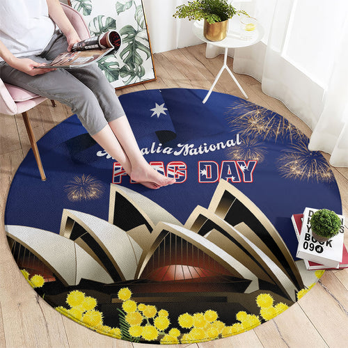 Australia National Flag Day Round Carpet Golden Wattle Sydney Opera House Flag Color