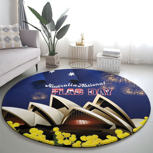 Australia National Flag Day Round Carpet Golden Wattle Sydney Opera House Flag Color
