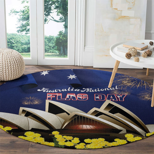 Australia National Flag Day Round Carpet Golden Wattle Sydney Opera House Flag Color