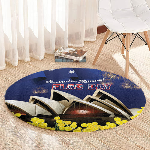 Australia National Flag Day Round Carpet Golden Wattle Sydney Opera House Flag Color