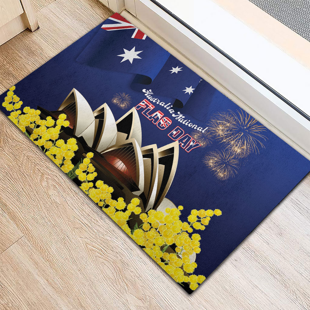 Australia National Flag Day Rubber Doormat Golden Wattle Sydney Opera House Flag Color