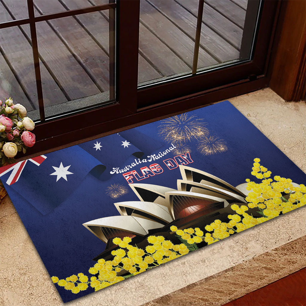 Australia National Flag Day Rubber Doormat Golden Wattle Sydney Opera House Flag Color
