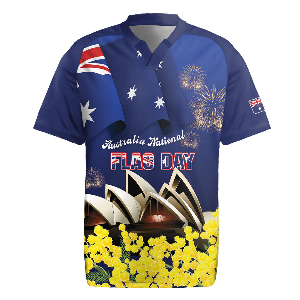 Personalised Australia National Flag Day Rugby Jersey Golden Wattle Sydney Opera House Flag Color