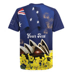 Personalised Australia National Flag Day Rugby Jersey Golden Wattle Sydney Opera House Flag Color