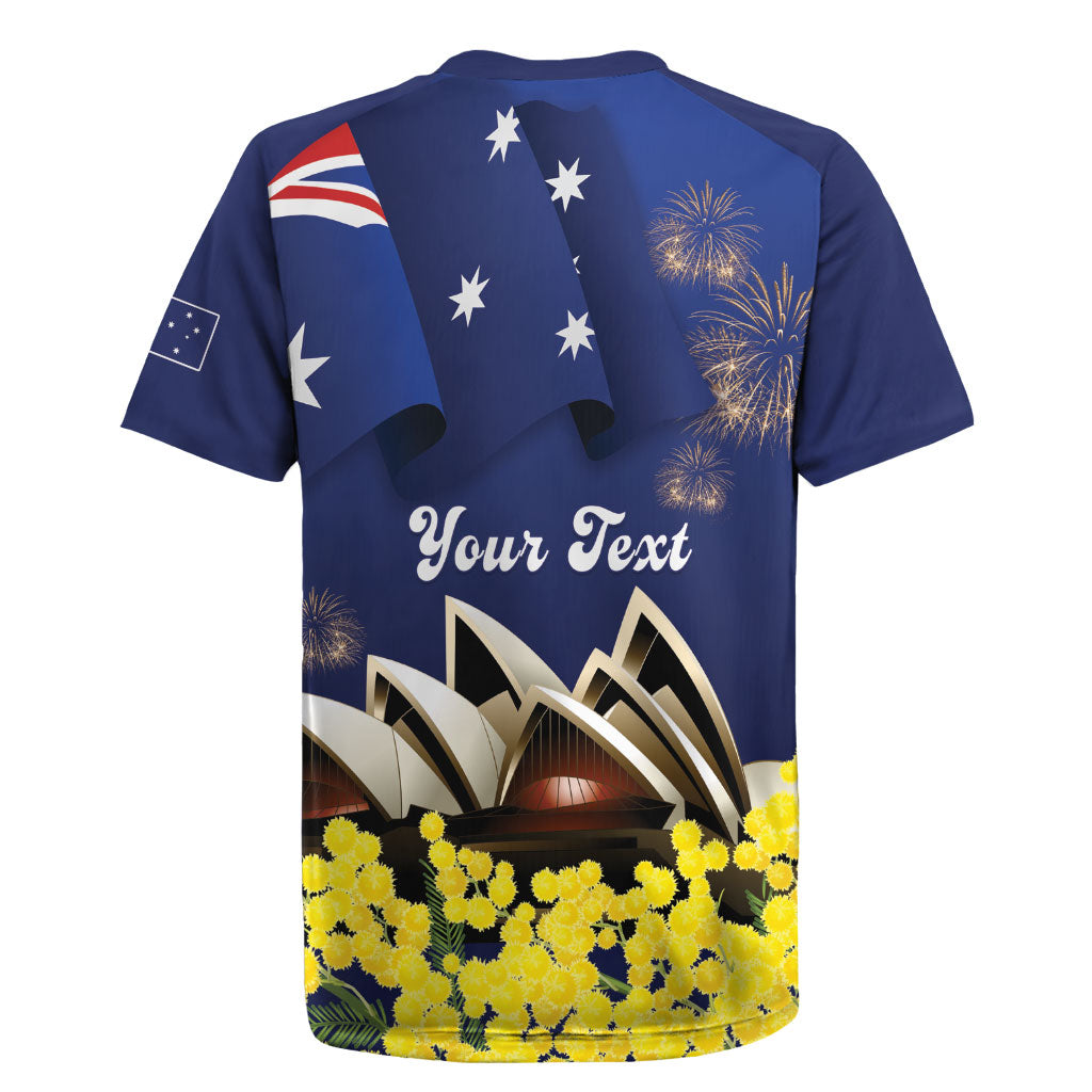 Personalised Australia National Flag Day Rugby Jersey Golden Wattle Sydney Opera House Flag Color