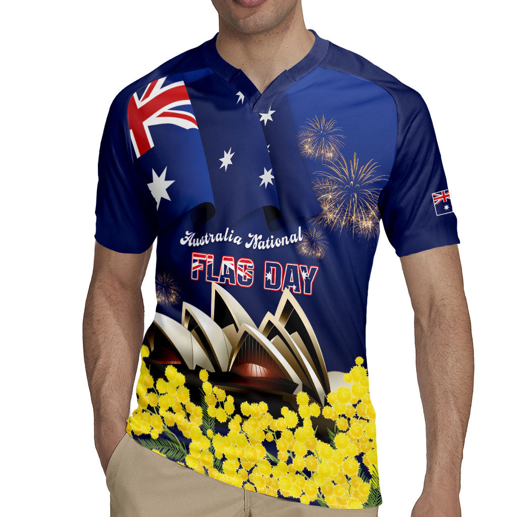 Personalised Australia National Flag Day Rugby Jersey Golden Wattle Sydney Opera House Flag Color