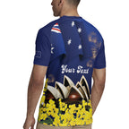 Personalised Australia National Flag Day Rugby Jersey Golden Wattle Sydney Opera House Flag Color