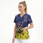 Personalised Australia National Flag Day Scrub Top Golden Wattle Sydney Opera House Flag Color