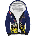 Personalised Australia National Flag Day Sherpa Hoodie Golden Wattle Sydney Opera House Flag Color