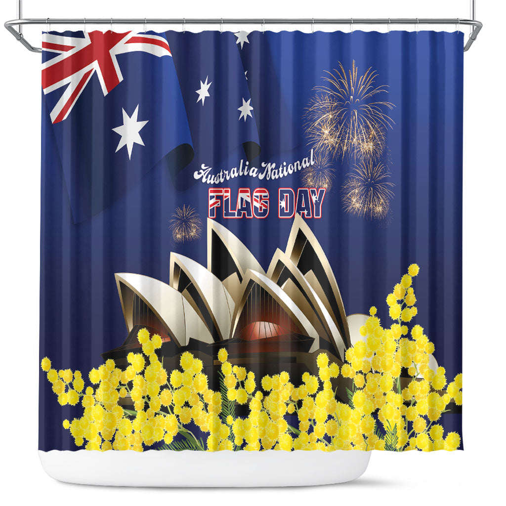 Australia National Flag Day Shower Curtain Golden Wattle Sydney Opera House Flag Color