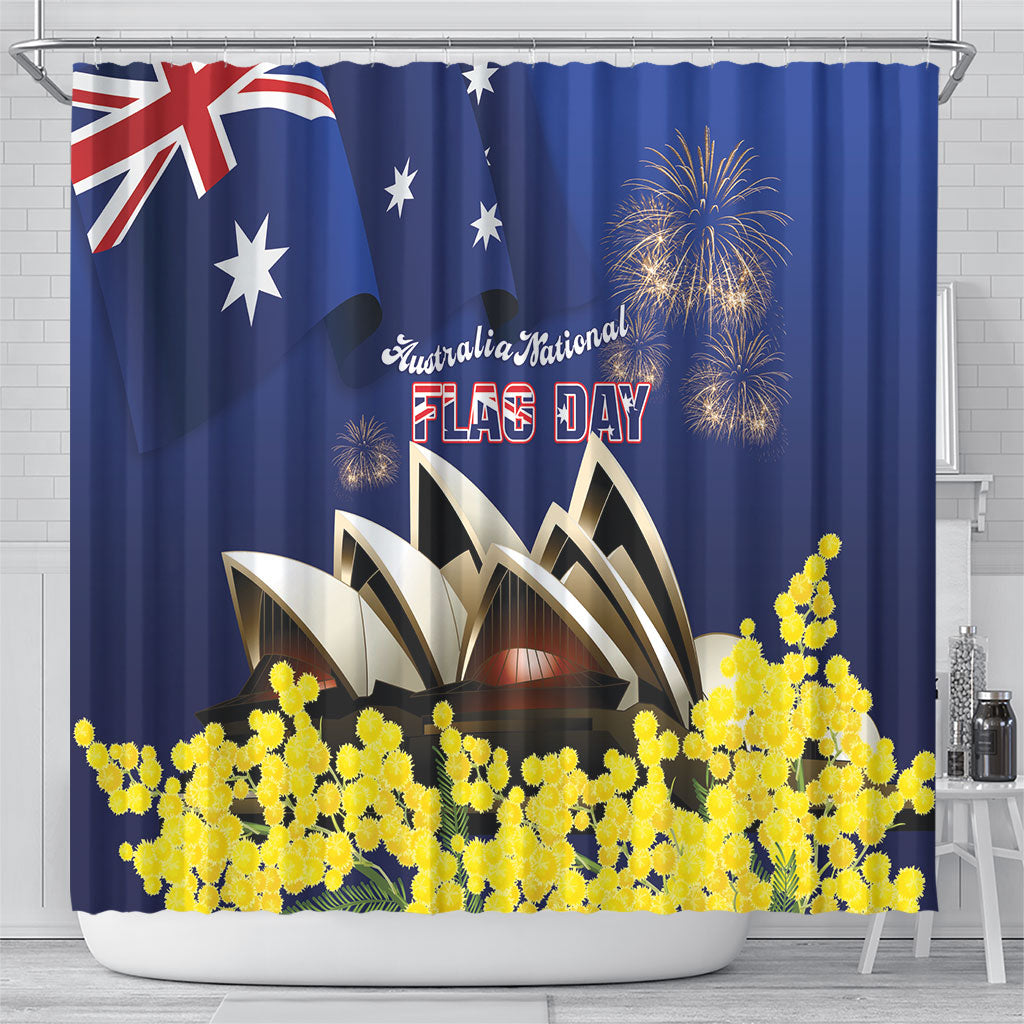 Australia National Flag Day Shower Curtain Golden Wattle Sydney Opera House Flag Color
