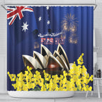 Australia National Flag Day Shower Curtain Golden Wattle Sydney Opera House Flag Color